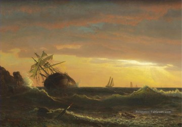BEACHED SHIP Américain Albert Bierstadt paysage marin Peinture à l'huile